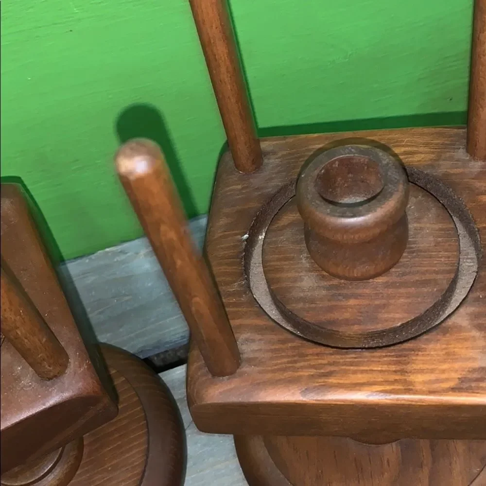 Wooden boho candle holders set of 2